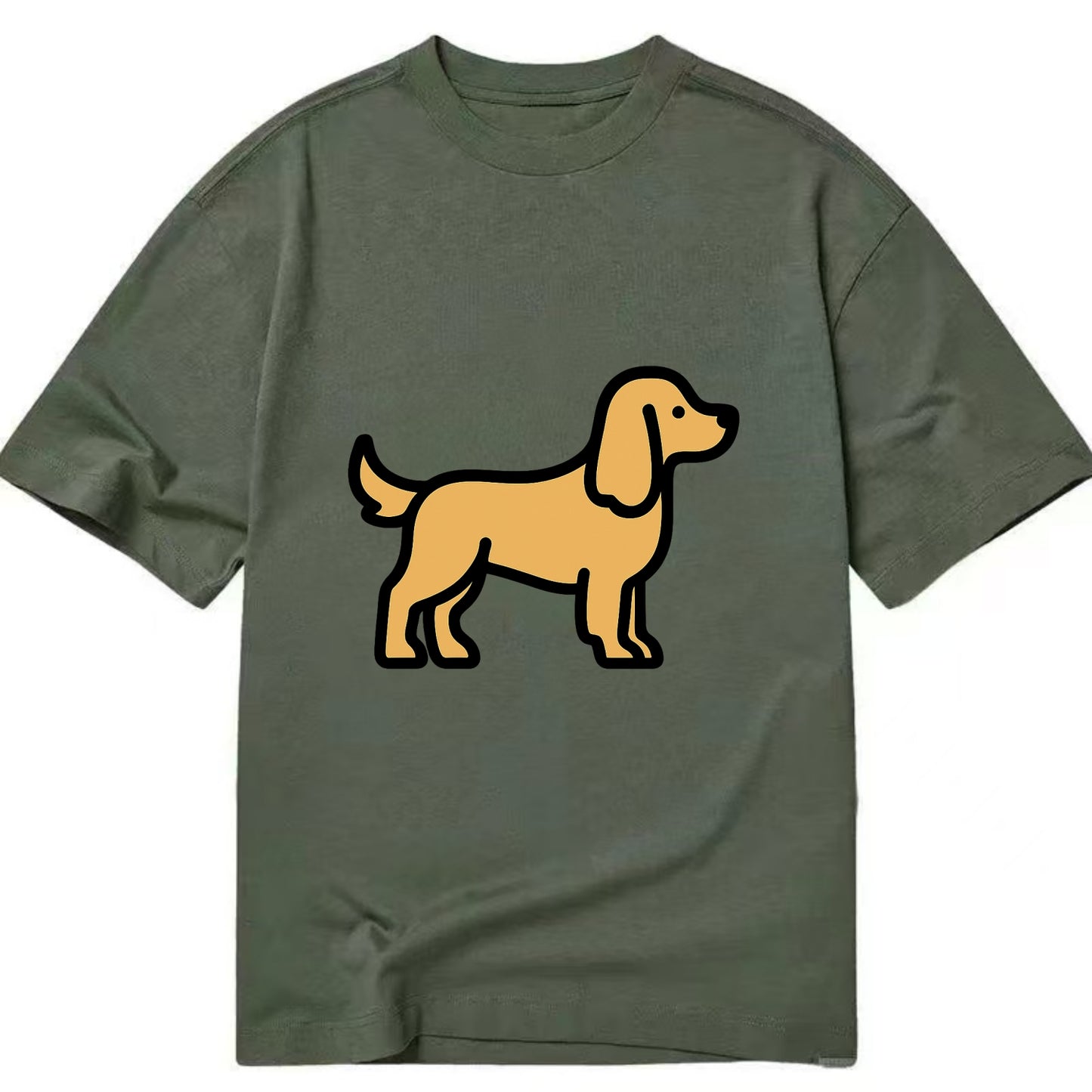 Cocker Spaniel - Golden colored flat side profile - Classic T-shirt - Army Green