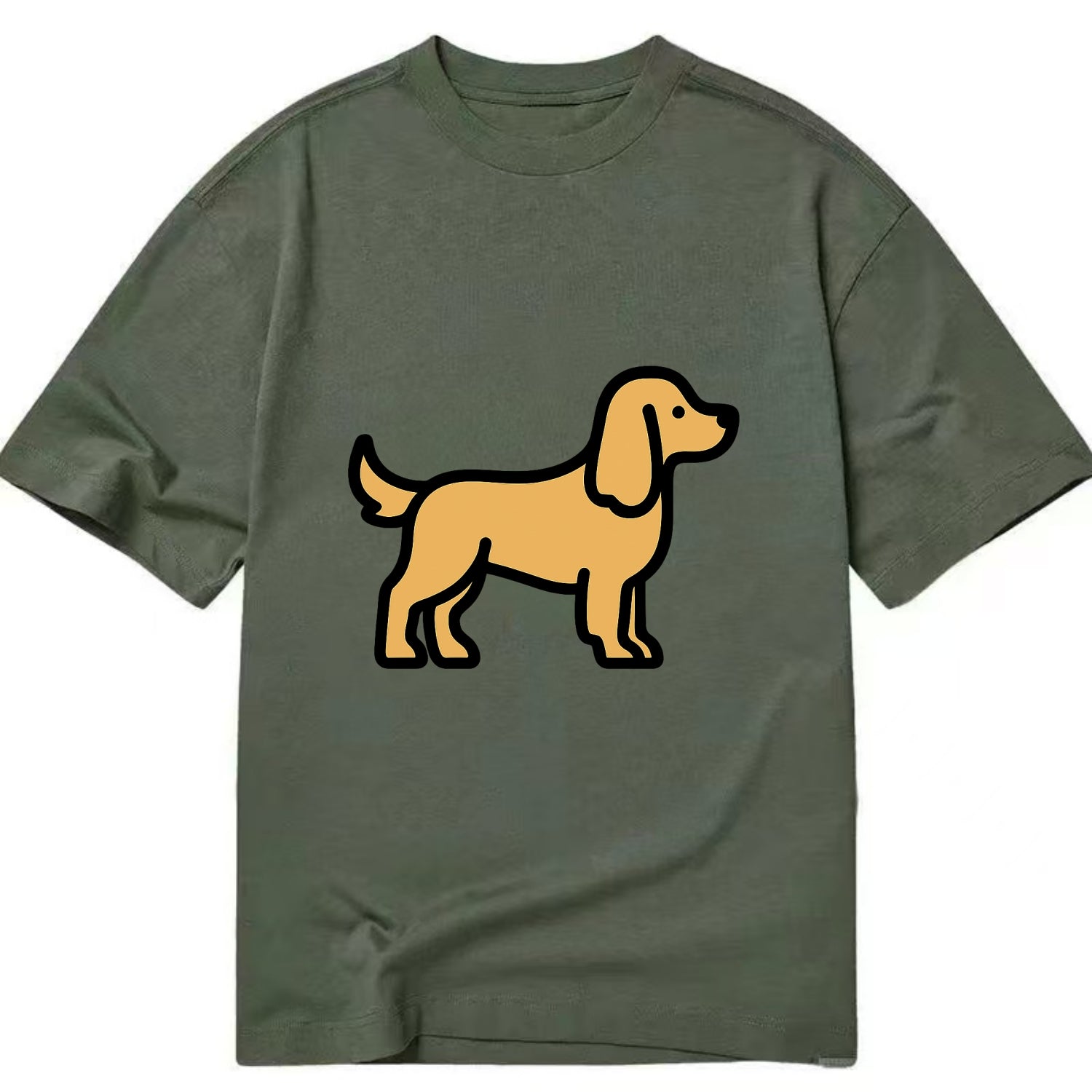 Cocker Spaniel - Golden colored flat side profile - Classic T-shirt - Army Green