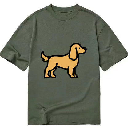 Cocker Spaniel - Golden colored flat side profile - Classic T-shirt - Army Green