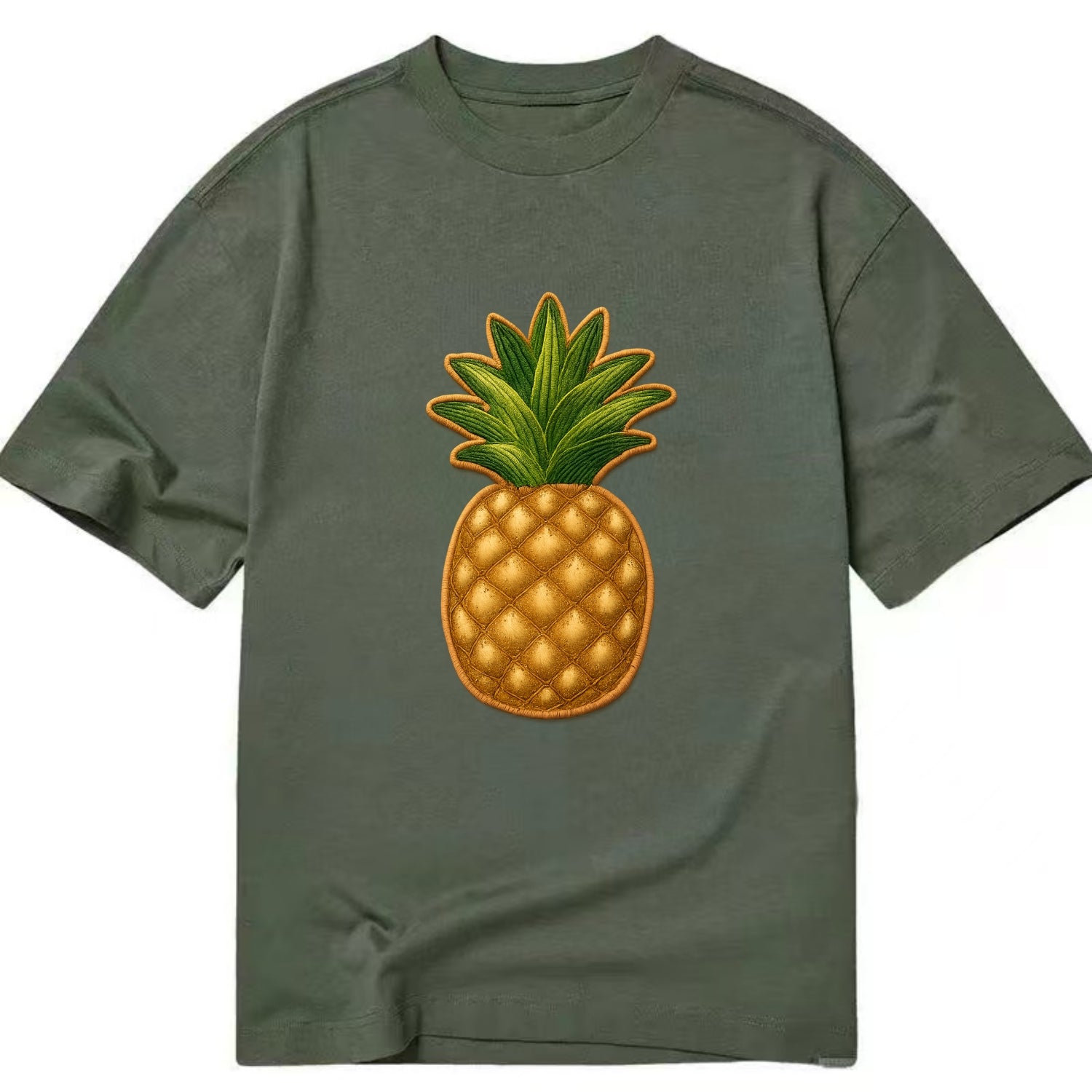 PINEAPPLE CROWN - tropical fruit in yellow and green , hospitality - Classic T-shirt - Army Green