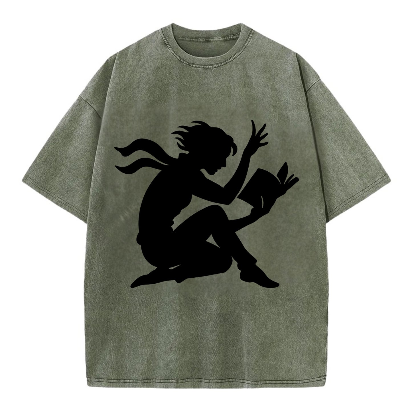 Reader lost in book moment - Vintage T-shirt - Army Green