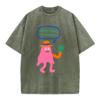 GHOSTING IS NORMAL | Transparent ghost texting - Vintage T-shirt - Army Green