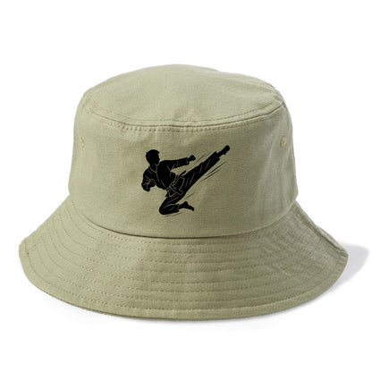 Korean taekwondo flying kick - Bucket Hat - Army Green