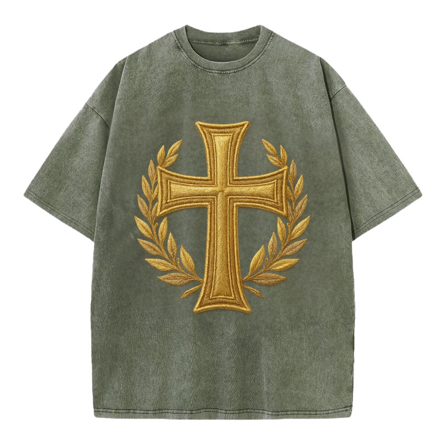 Victory Cross  - Vintage T-shirt - Army Green