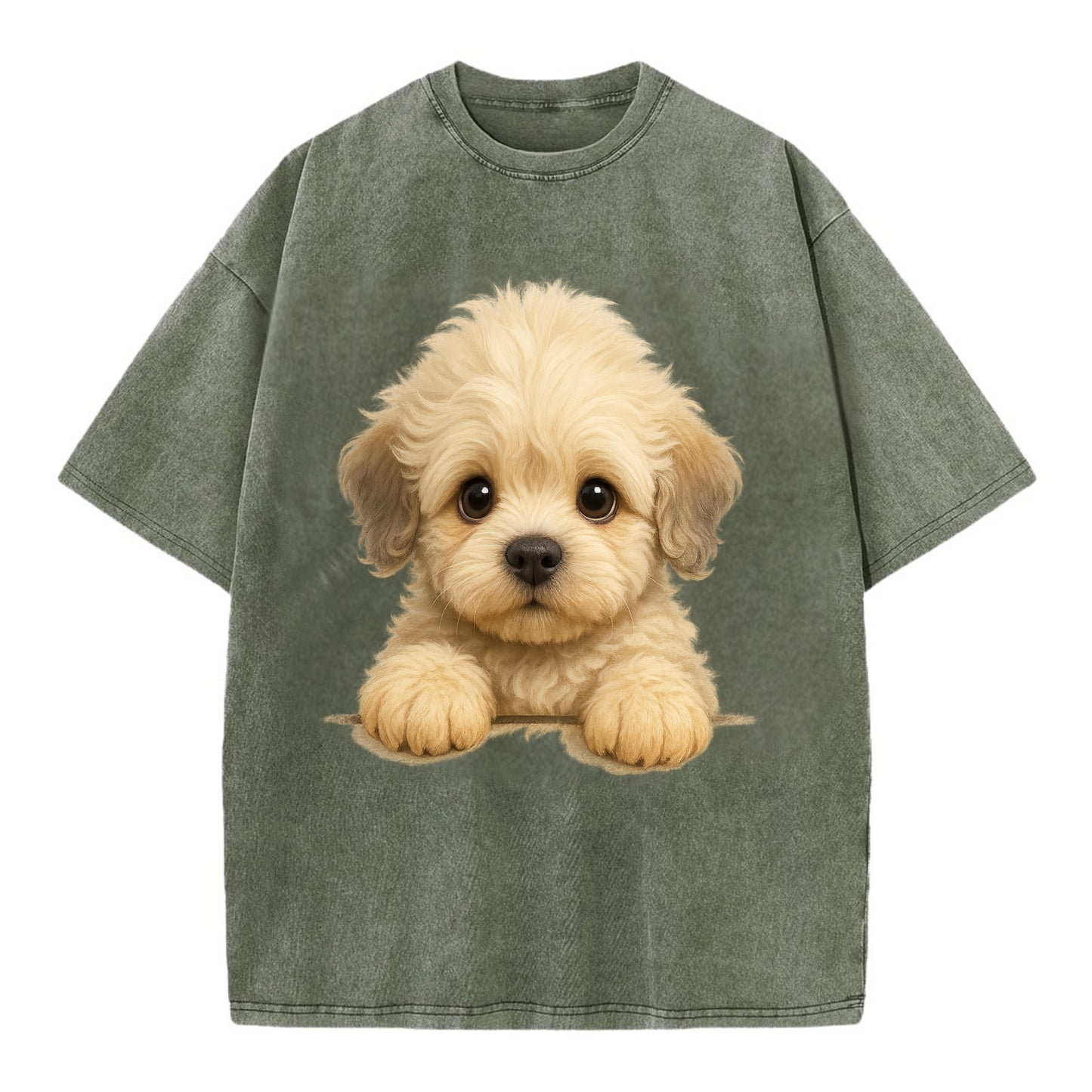 Dandie Dinmont Terrier  - Vintage T-shirt - Army Green