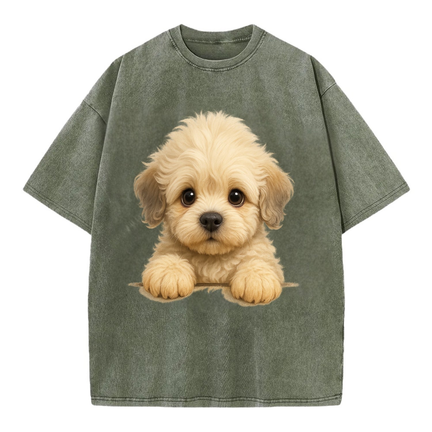 Dandie Dinmont Terrier  - Vintage T-shirt - Army Green