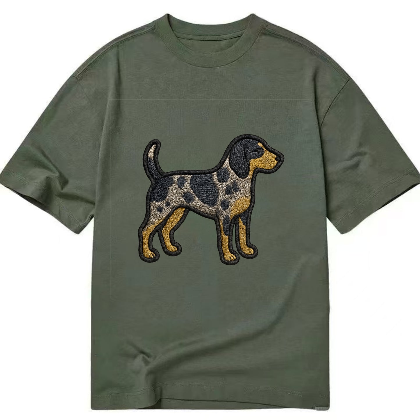 Bluetick Coonhound - Trendy spotted hound logo with prominent black border - Classic T-shirt - Army Green
