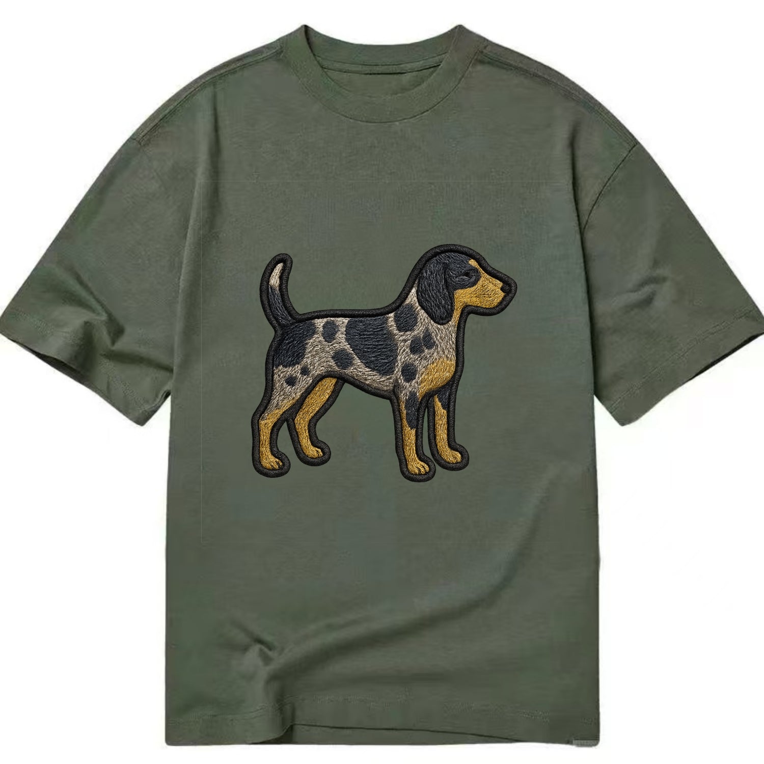 Bluetick Coonhound - Trendy spotted hound logo with prominent black border - Classic T-shirt - Army Green