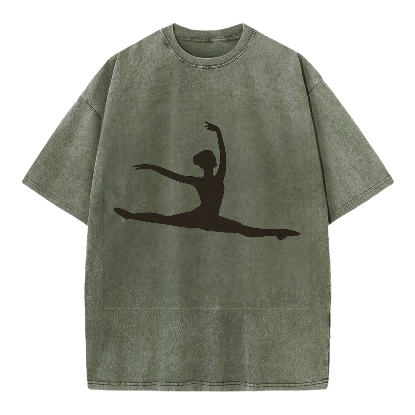 Ballet dancer in grand jete leap - Vintage T-shirt - Army Green