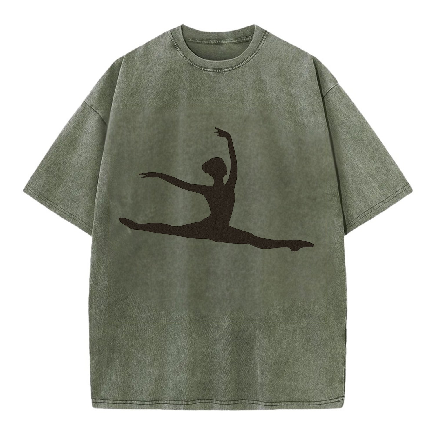 Ballet dancer in grand jete leap - Vintage T-shirt - Army Green