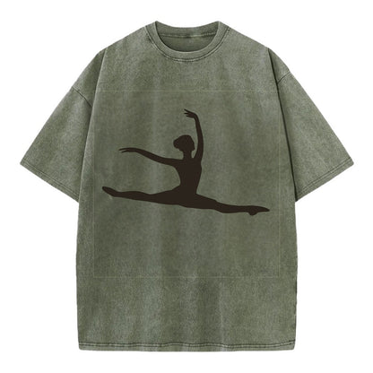 Ballet dancer in grand jete leap - Vintage T-shirt - Army Green