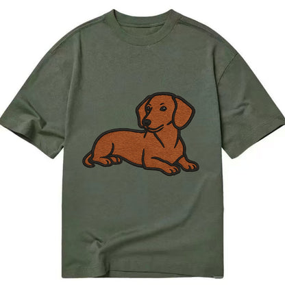 Dachshund - Red smooth relaxed lying dow Classic T-shirt - Army Green