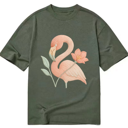 Peach Flamingo - Classic T-shirt - Army Green