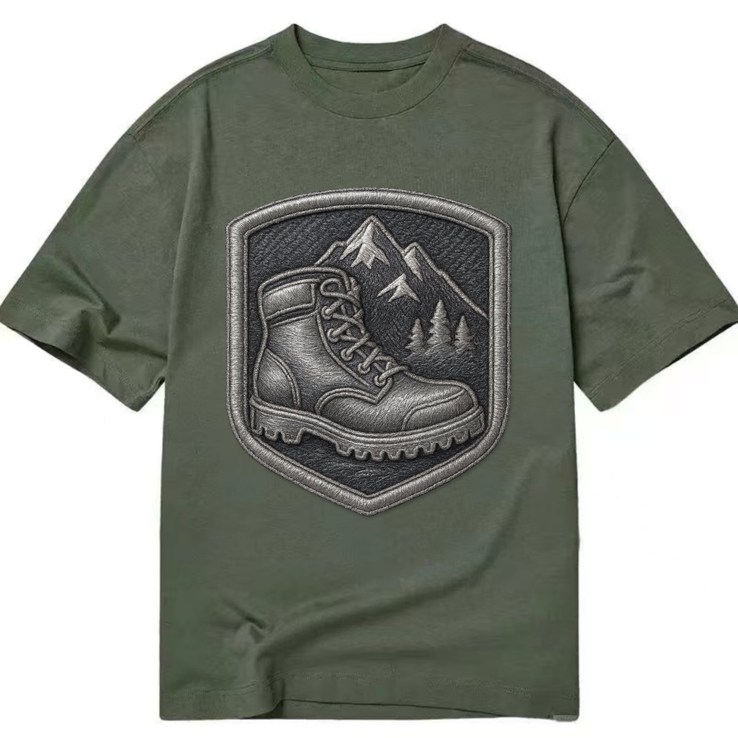 Hiking boots with mountain peak - hiker pride - Classic T-shirt - Army Green