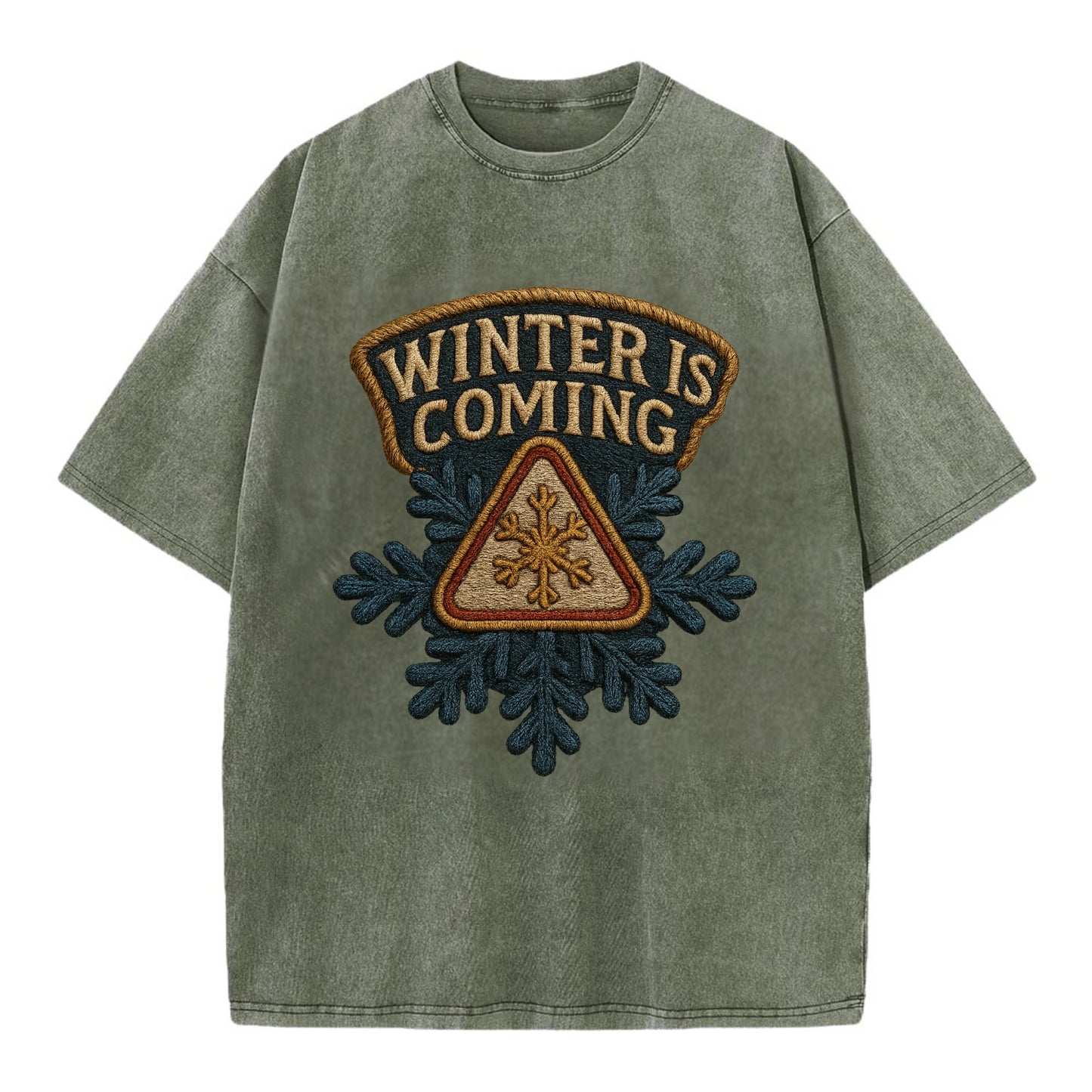 Winter Is Coming  - Vintage T-shirt - Army Green
