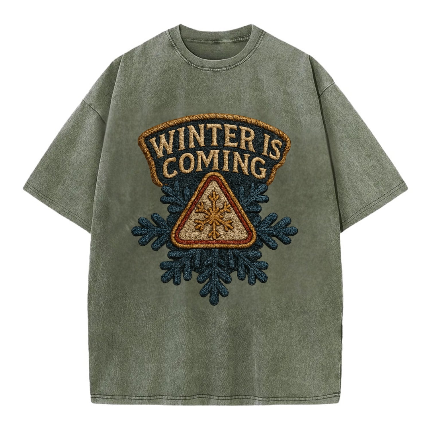 Winter Is Coming  - Vintage T-shirt - Army Green