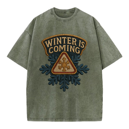 Winter Is Coming  - Vintage T-shirt - Army Green