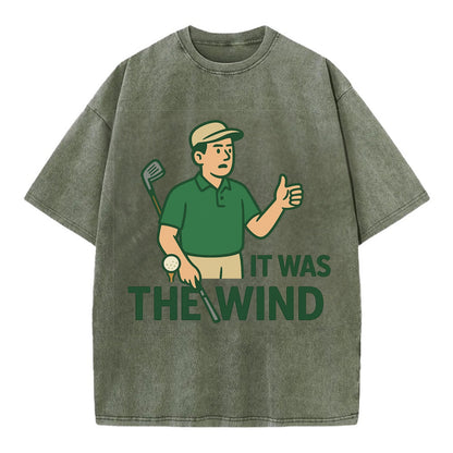 Golfer blaming the wind with hair perfectly still - "It Was the Wind" - classic - Vintage T-shirt - Army Green