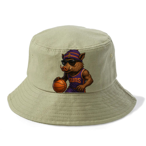 Phoenix Javelina wearing Suns beanie with cactus patch and wayfarer sunglasses - Bucket Hat