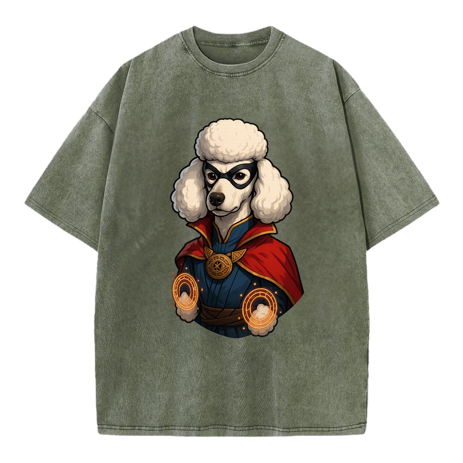 Poodle Doctor Strange  - Vintage T-shirt - Army Green