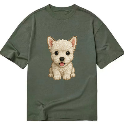 Baby West Highland White Terrier Puppy - all white, pointed ears, dark eyes, - Classic T-shirt - Army Green