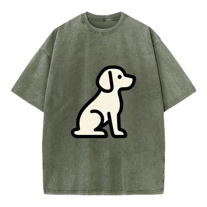 Beagle - Modern minimal sitting pose wit - Vintage T-shirt - Army Green