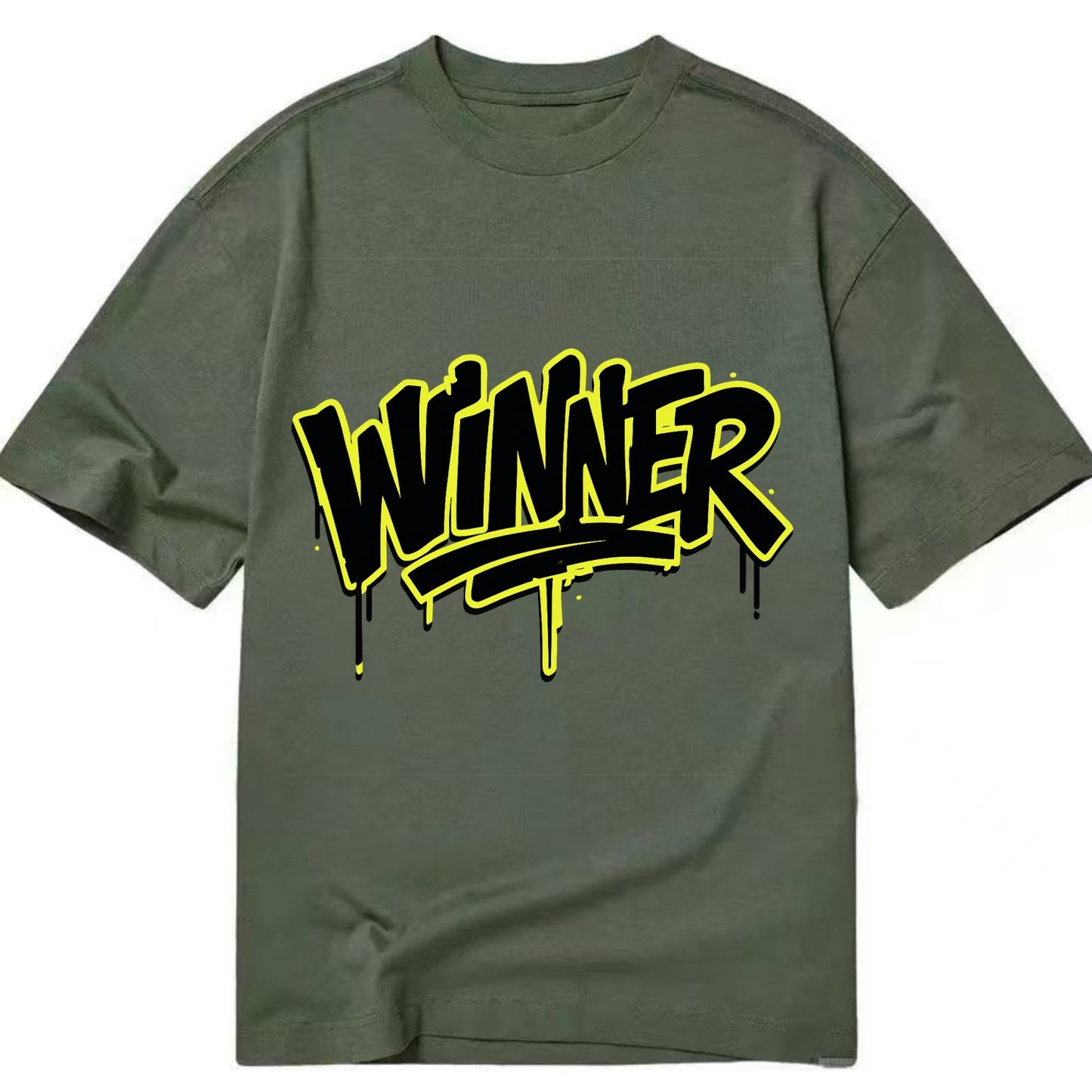 Bold typography design - "WINNER" - victorious mindset, champion - Classic T-shirt - Army Green