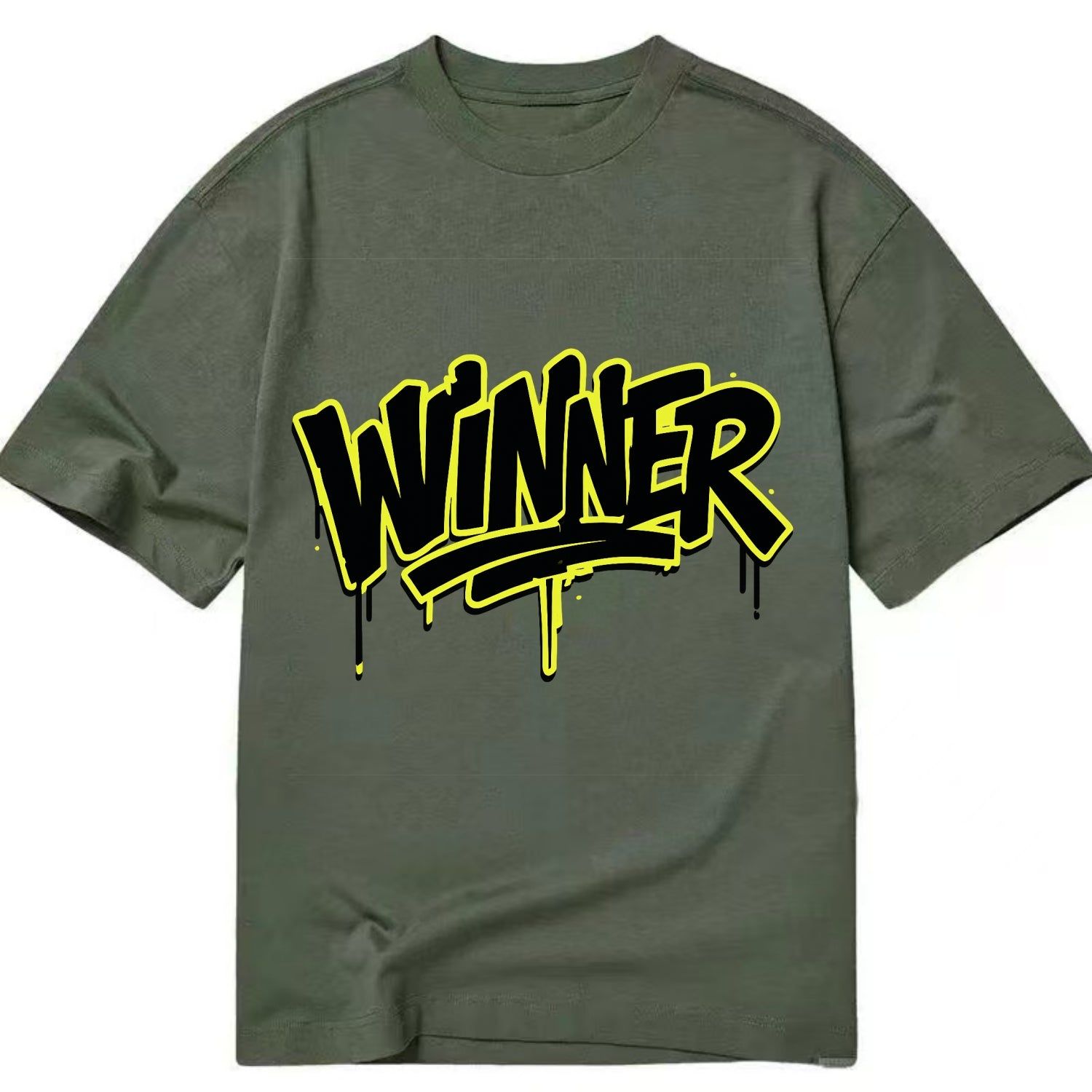 Bold typography design - "WINNER" - victorious mindset, champion - Classic T-shirt - Army Green