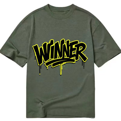Bold typography design - "WINNER" - victorious mindset, champion - Classic T-shirt - Army Green