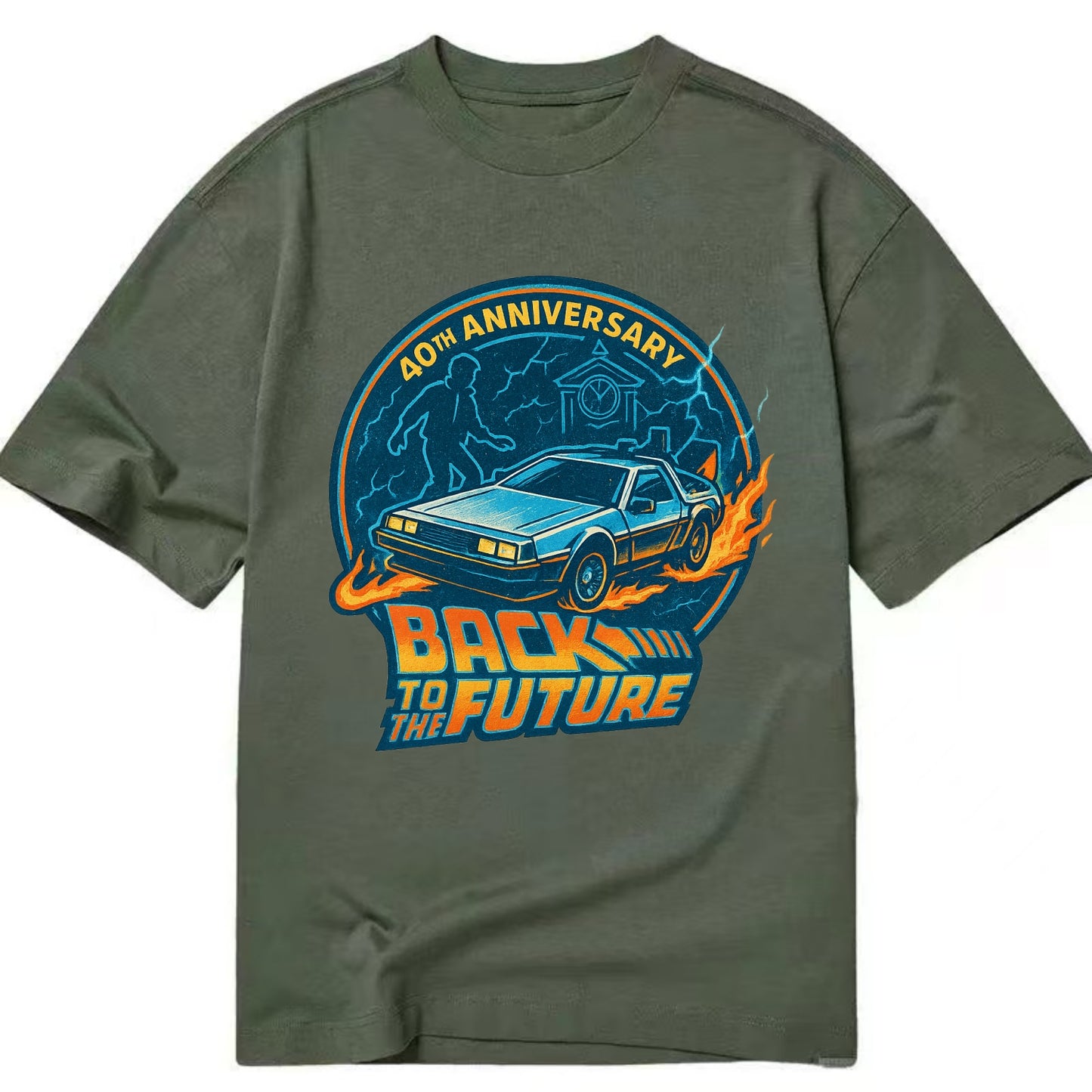 Back To The Future 40th Anniversary - Classic T-shirt - Army Green
