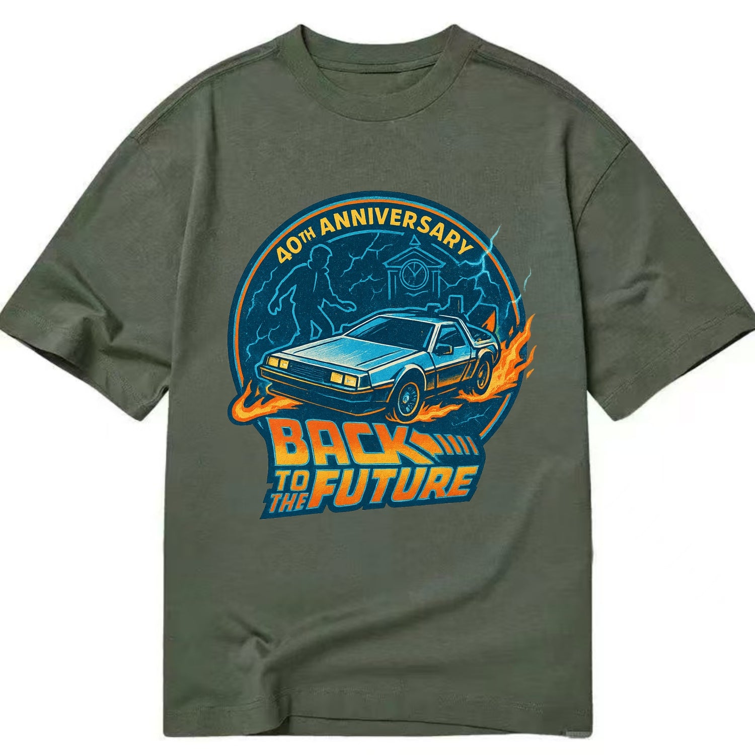 Back To The Future 40th Anniversary - Classic T-shirt - Army Green