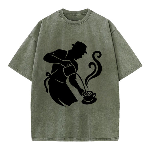 Barista creating latte art - Vintage T-shirt