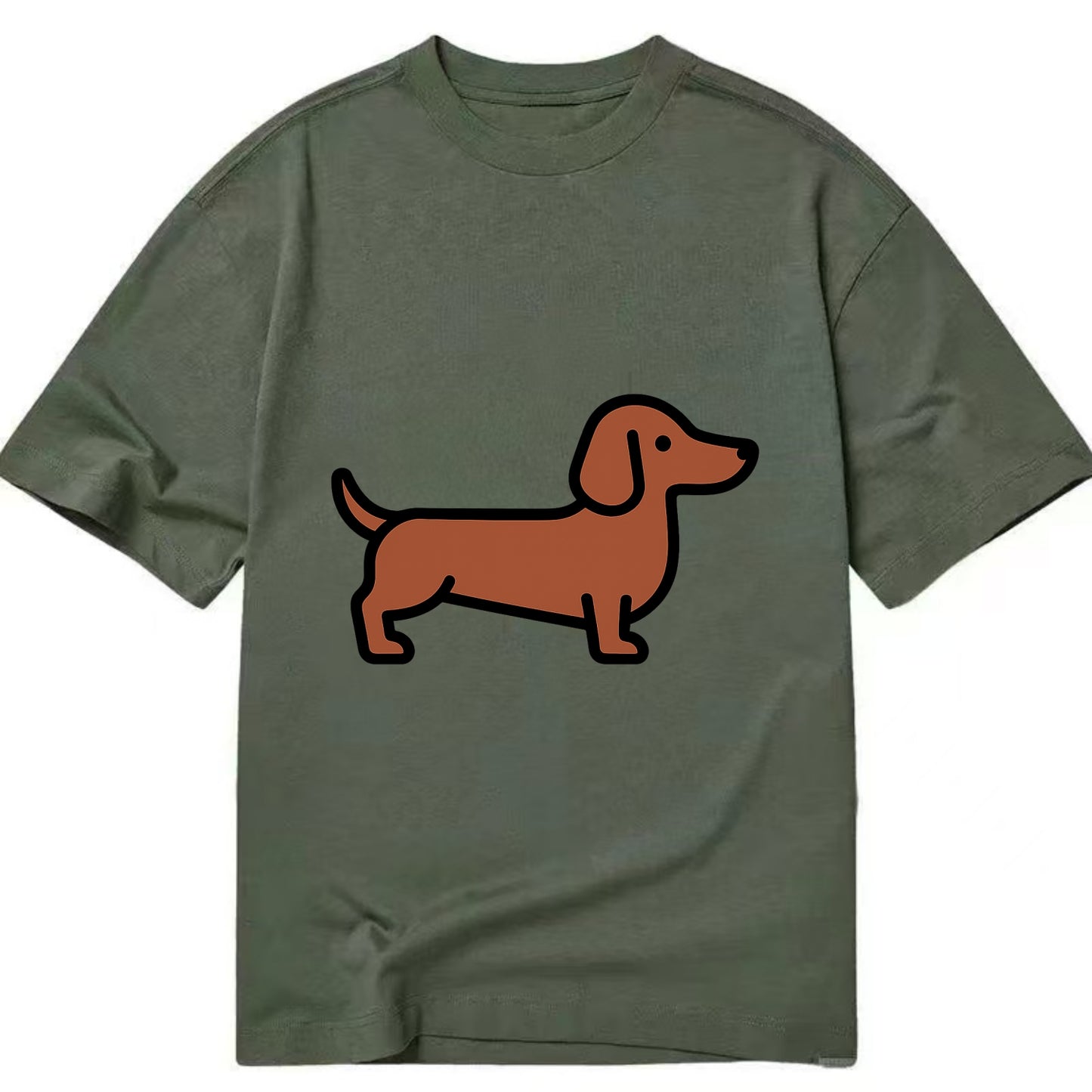 Dachshund - Red/brown smooth flat side profile - Classic T-shirt - Army Green