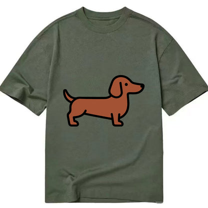 Dachshund - Red/brown smooth flat side profile - Classic T-shirt - Army Green