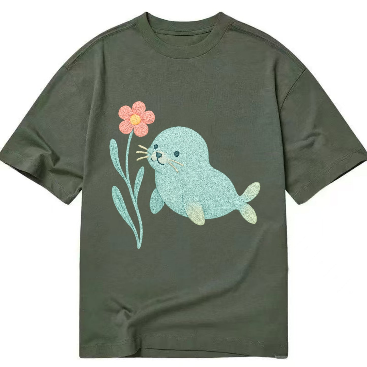 Mint Seal Pup - Classic T-shirt - Army Green