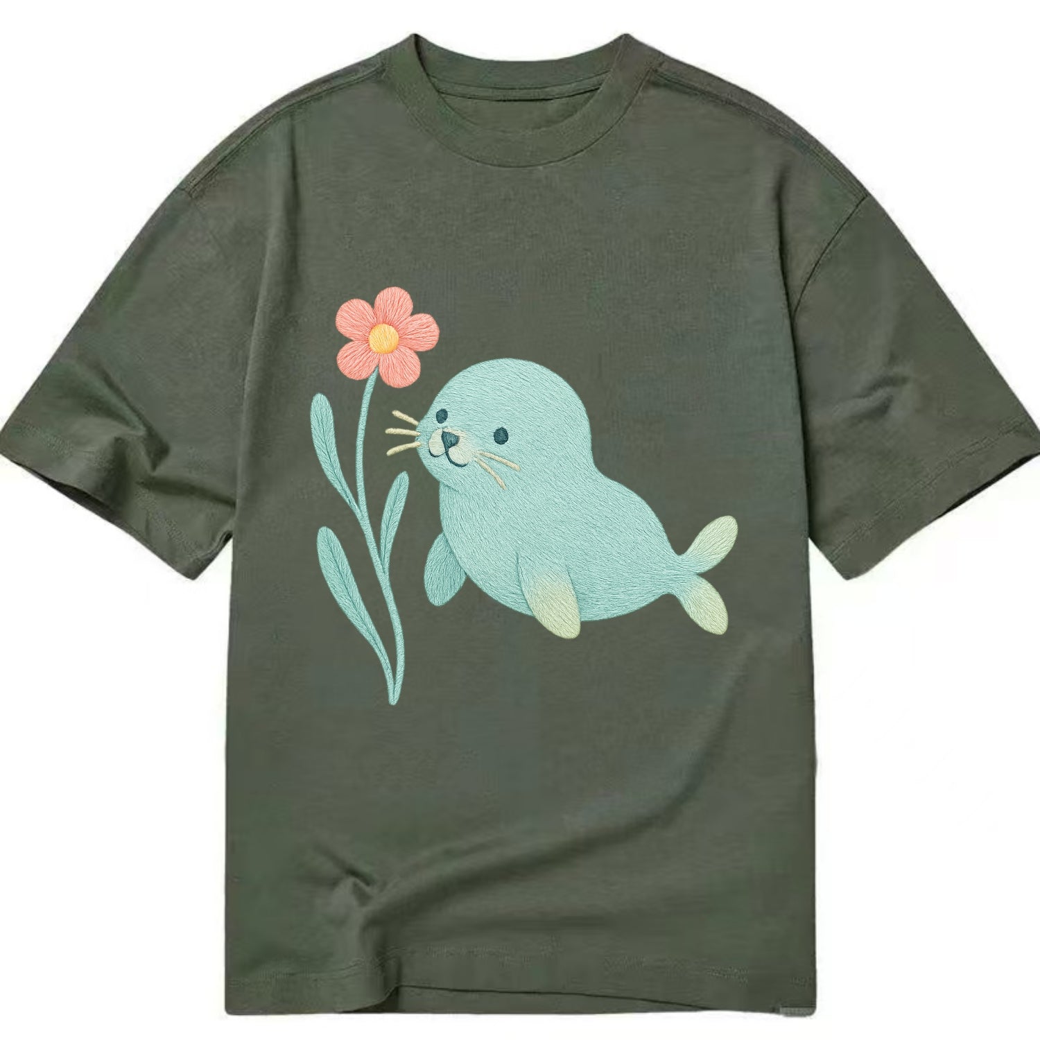 Mint Seal Pup - Classic T-shirt - Army Green