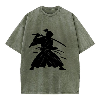 Japanese samurai sword draw - Vintage T-shirt - Army Green