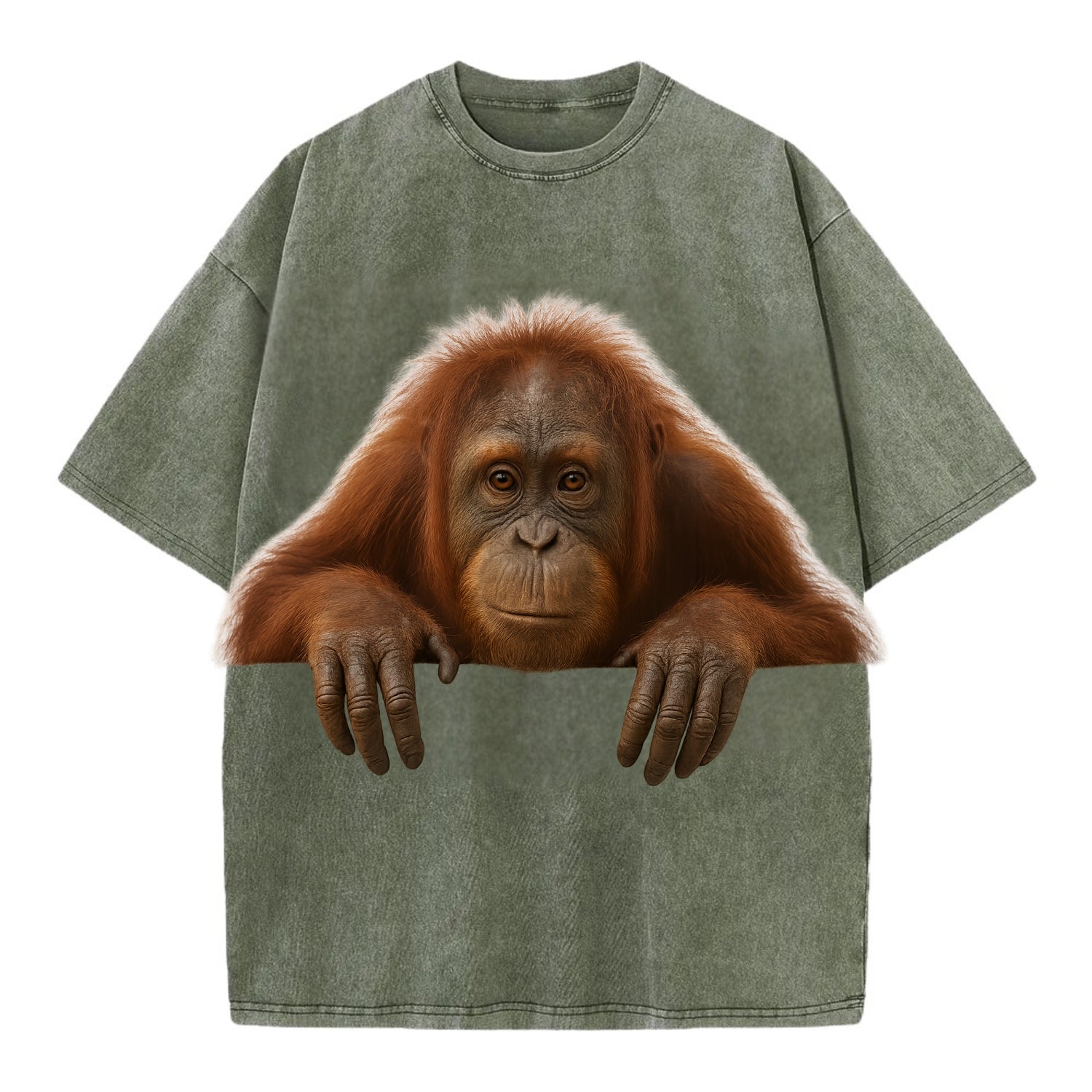 Orangutan  - Vintage T-shirt - Army Green