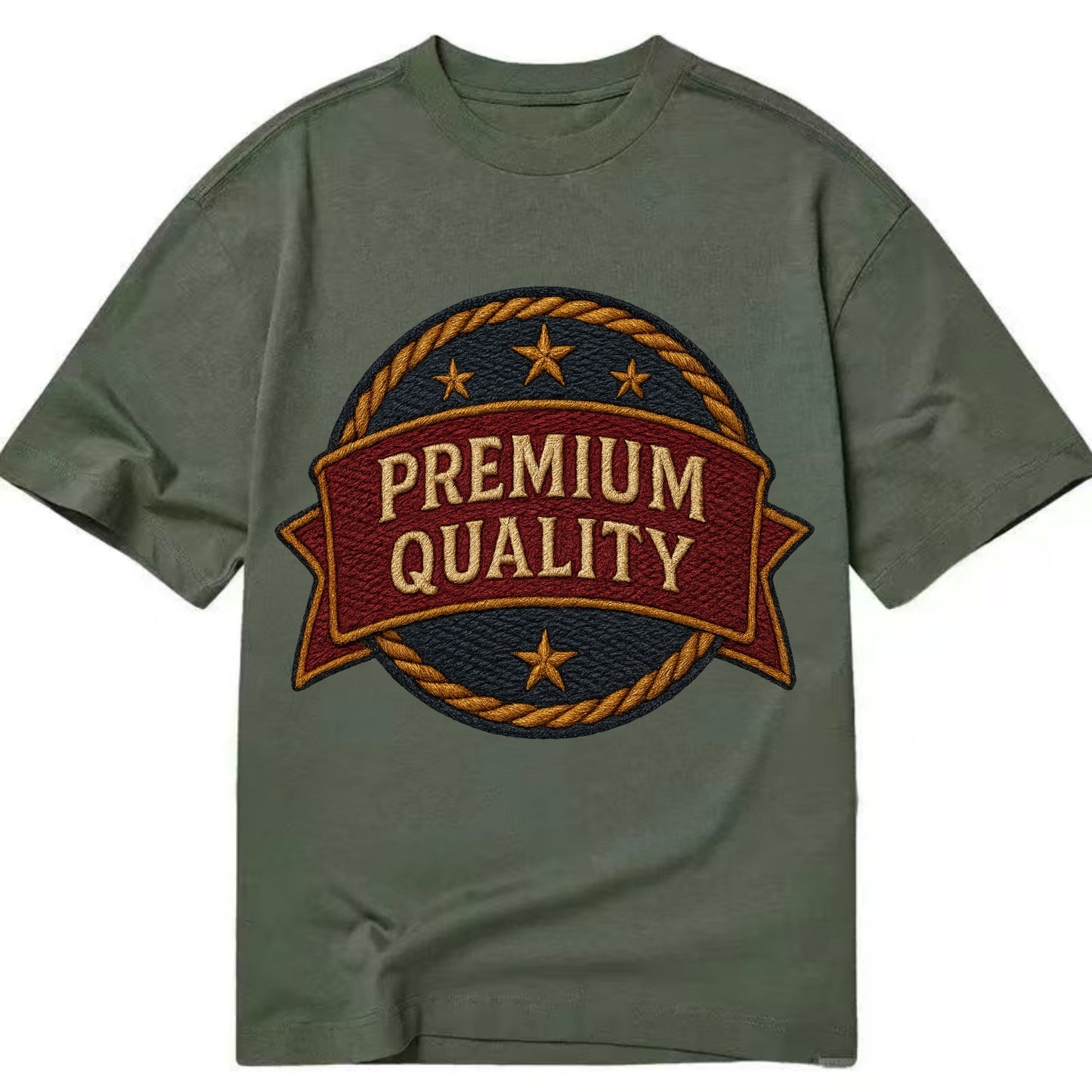 Premium Quality Badge  - Classic T-shirt - Army Green