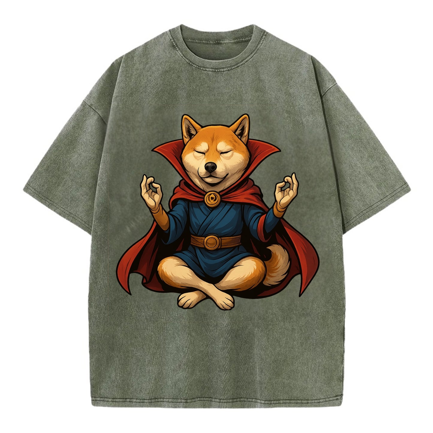 Shiba Inu Doctor Strange  - Vintage T-shirt - Army Green