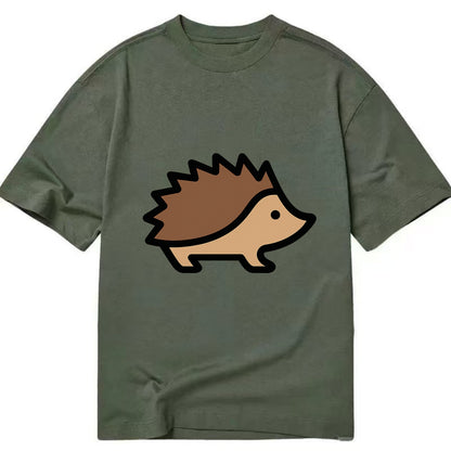 Hedgehog - Brown spiky back flat side profile - Classic T-shirt - Army Green