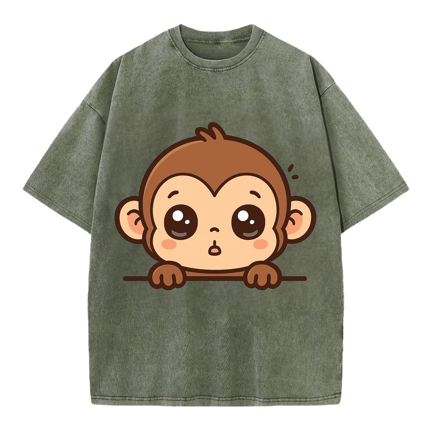 Baby Monkey  - Vintage T-shirt - Army Green