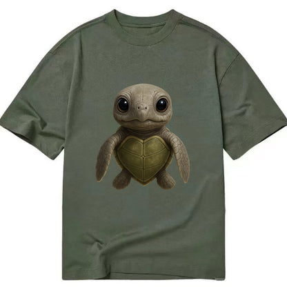 Baby Olive Ridley Turtle - olive green shell, heart-shaped carapace, bright eyes, - Classic T-shirt - Army Green