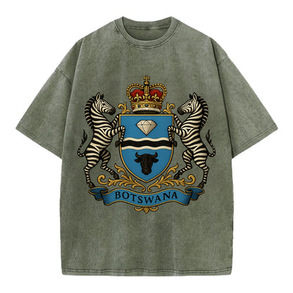 Botswana Heritage Badge  - Vintage T-shirt - Army Green