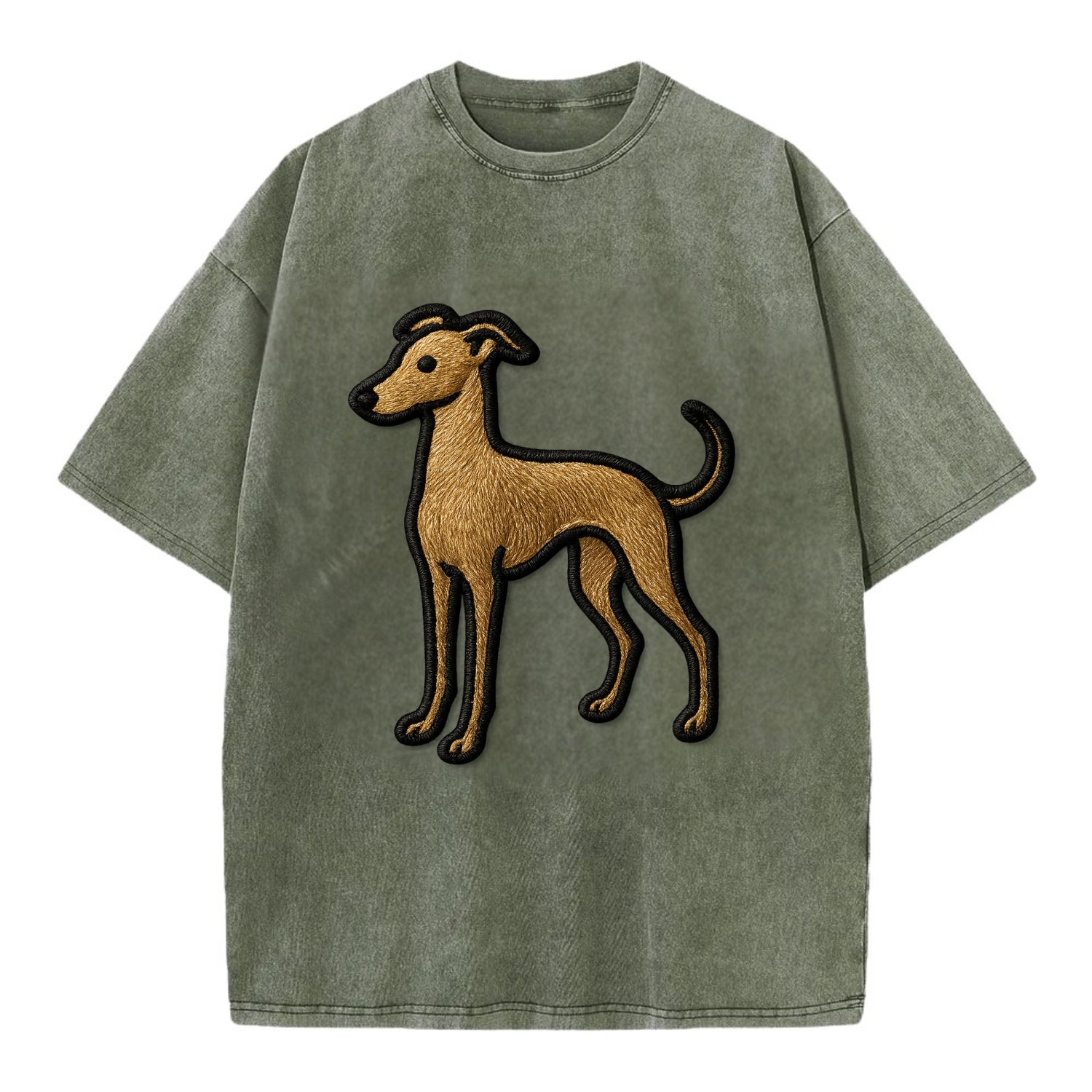 Italian Greyhound - Modern elegant silho - Vintage T-shirt - Army Green