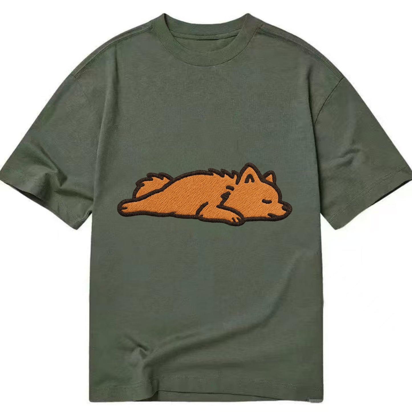 Pomeranian - Orange fluffy fully relaxed Classic T-shirt - Army Green