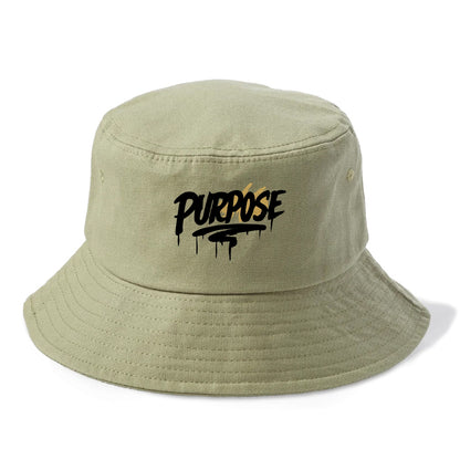 Bold typography design - "PURPOSE" - reason for being - Bucket Hat - Army Green