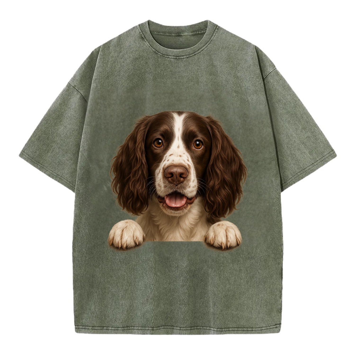English Springer Spaniel  - Vintage T-shirt - Army Green