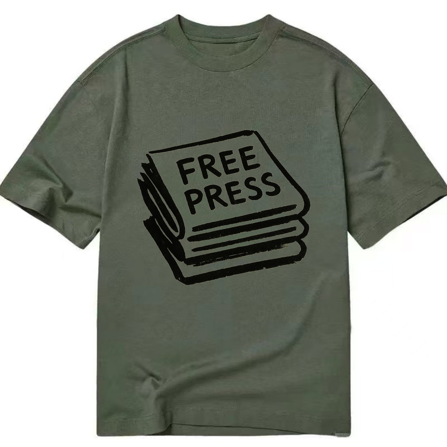Stack of newspapers - free press bold ink brushstrokes - Classic T-shirt - Army Green