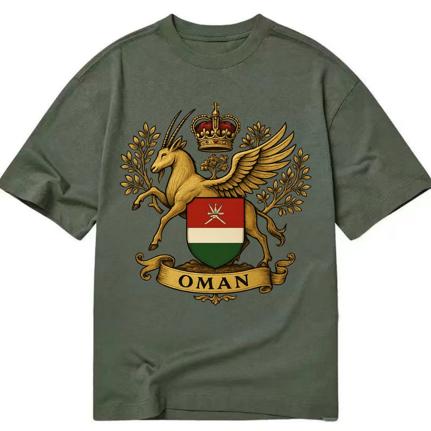 Oman Heritage Badge  - Classic T-shirt - Army Green